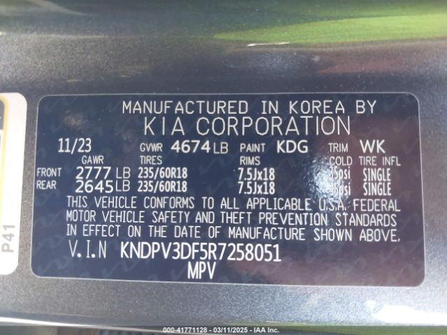 KNDPV3DF5R7258051 KIA Sportage Ex