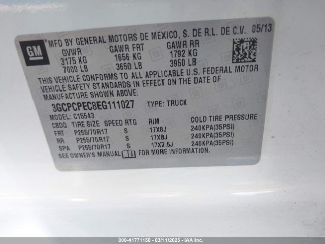 3GCPCPEC8EG111027 Chevrolet Silverado 1500 Work Truck 1wt