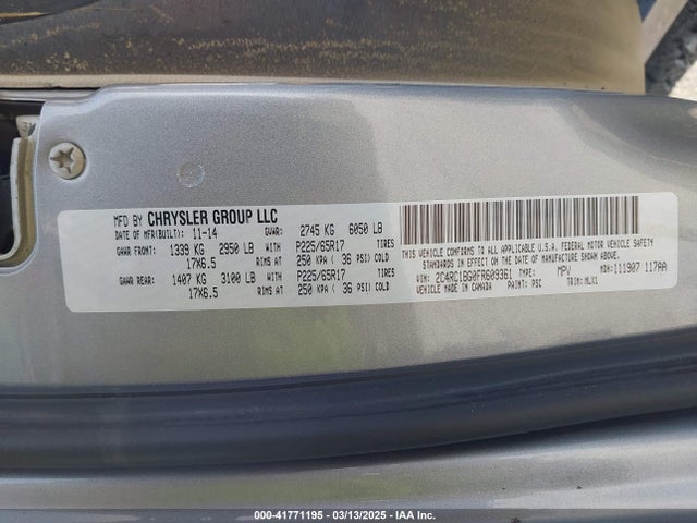 2C4RC1BG0FR609361 Chrysler Town & Country Touring