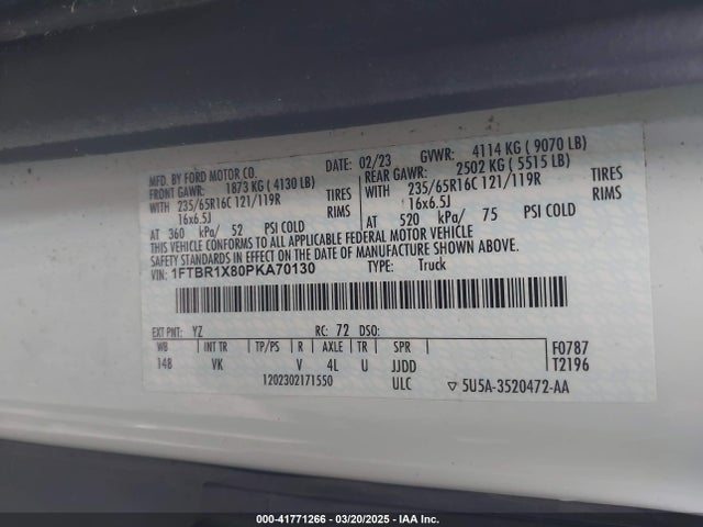 1FTBR1X80PKA70130 Ford Transit-250