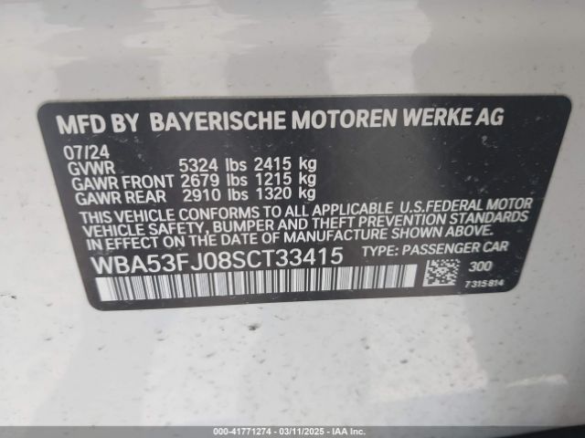 WBA53FJ08SCT33415 BMW 530 I Xdrive