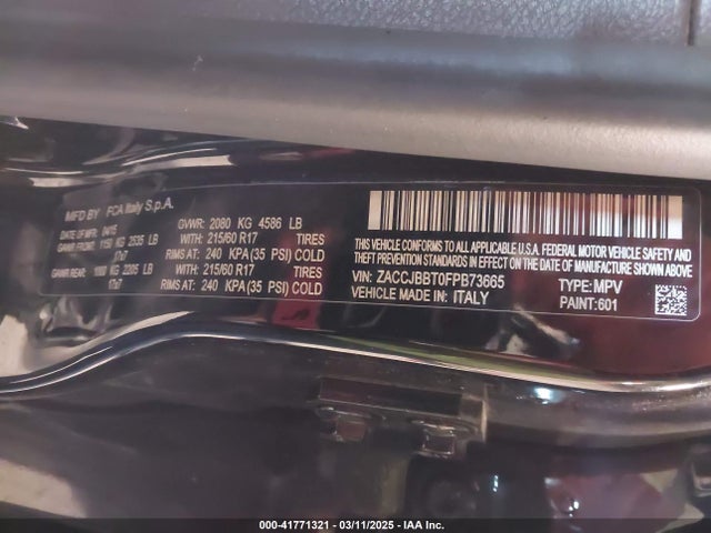 ZACCJBBT0FPB73665 Jeep Renegade Latitude