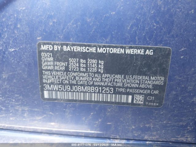 3MW5U9J08M8B91253 BMW 3 Series M340i Xdrive