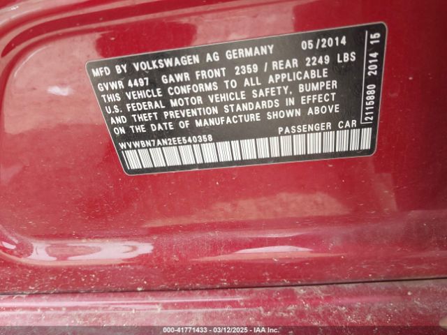 WVWBN7AN2EE540358 Volkswagen Cc 2.0t Sport
