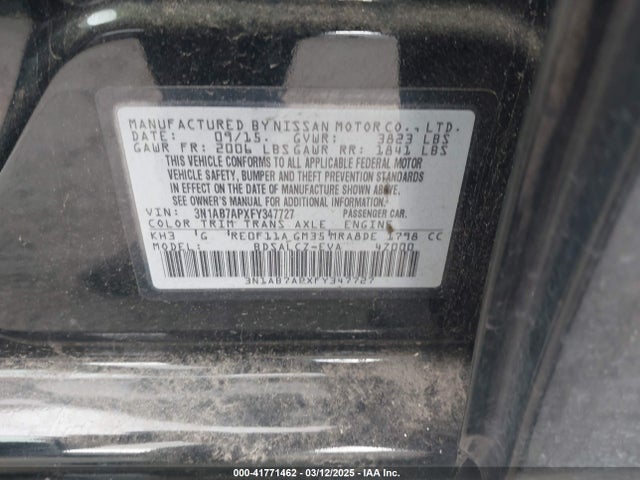 3N1AB7APXFY347727 Nissan SENTRA S