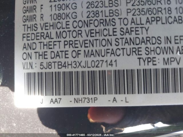 5J8TB4H3XJL027141 Acura Rdx Acurawatch Plus Package