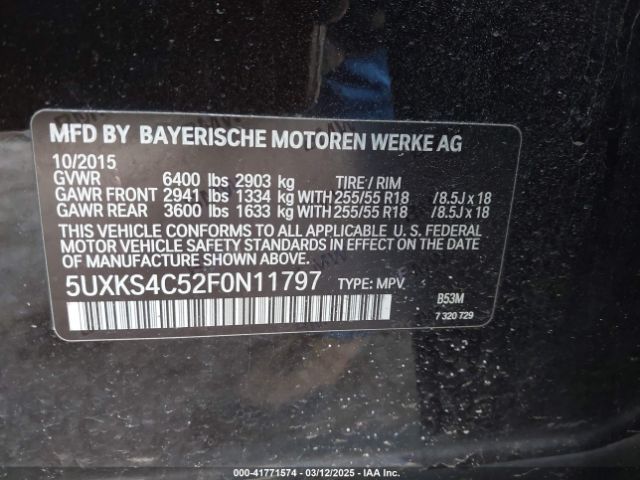 5UXKS4C52F0N11797 BMW X5 Xdrive35d