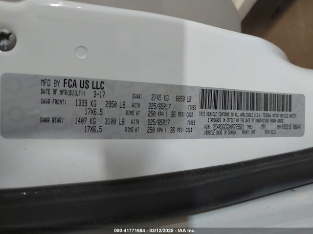 2C4RDGCGXHR735521 Dodge Grand Caravan Sxt