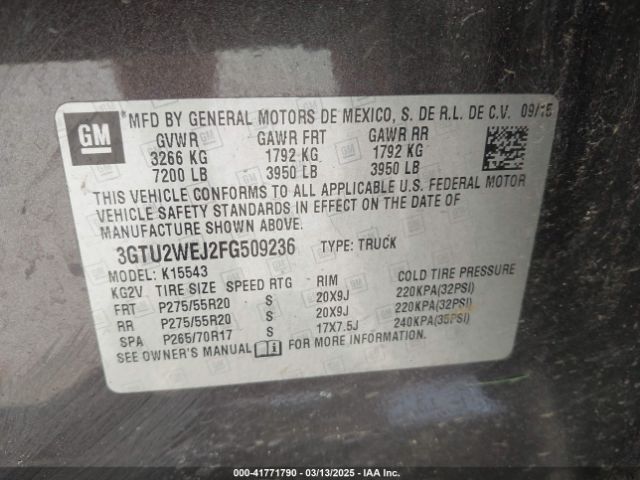 3GTU2WEJ2FG509236 GMC Sierra 1500 Denali