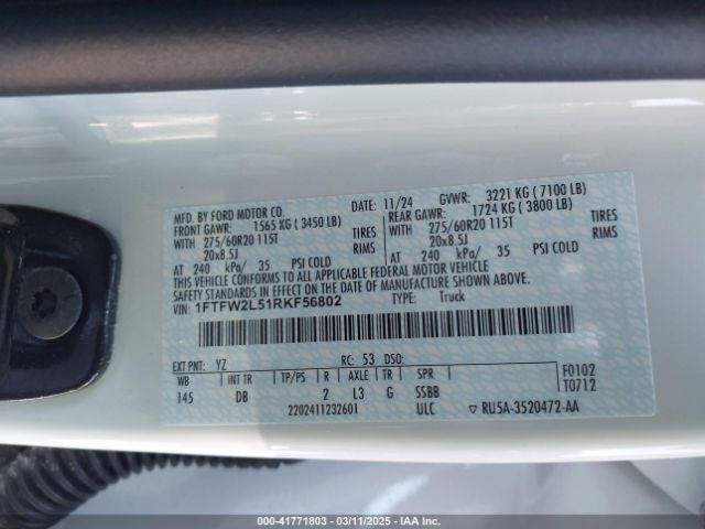 1FTFW2L51RKF56802 Ford F-150 Stx