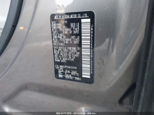 JN8AE2KP5G9153446 Nissan Quest Platinum/s/sl/sv