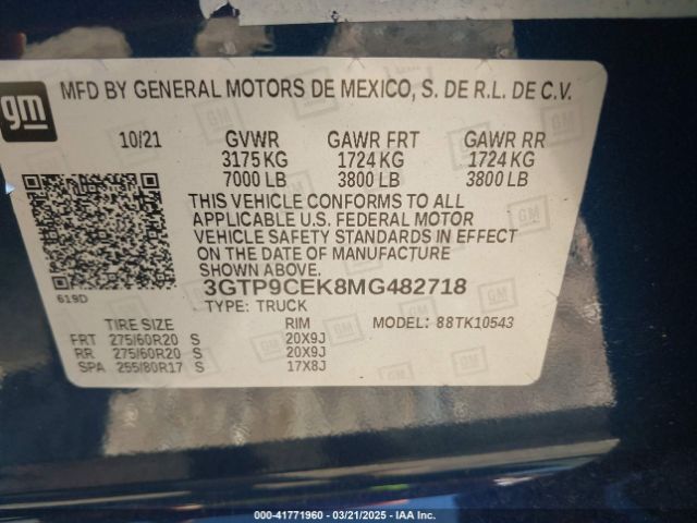 3GTP9CEK8MG482718 GMC Sierra 1500 4wd  Short Box Elevation