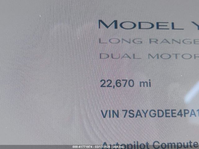 7SAYGDEE4PA145922 Tesla Model Y Awd/long Range Dual Motor All-wheel Drive