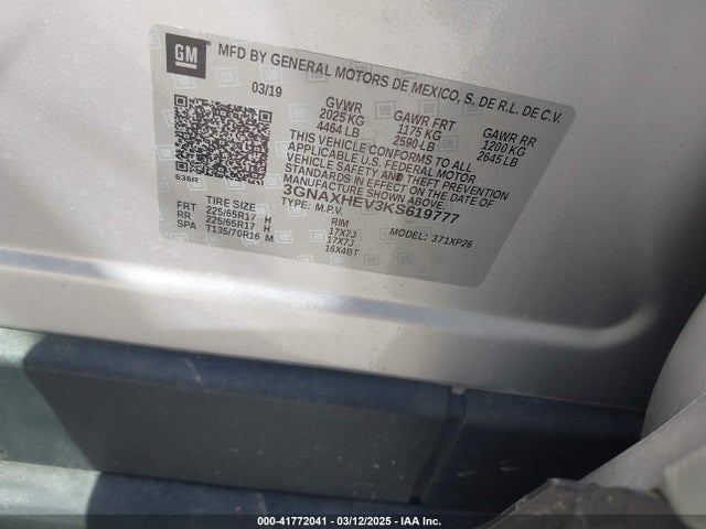 3GNAXHEV3KS619777 Chevrolet EQUINOX LS