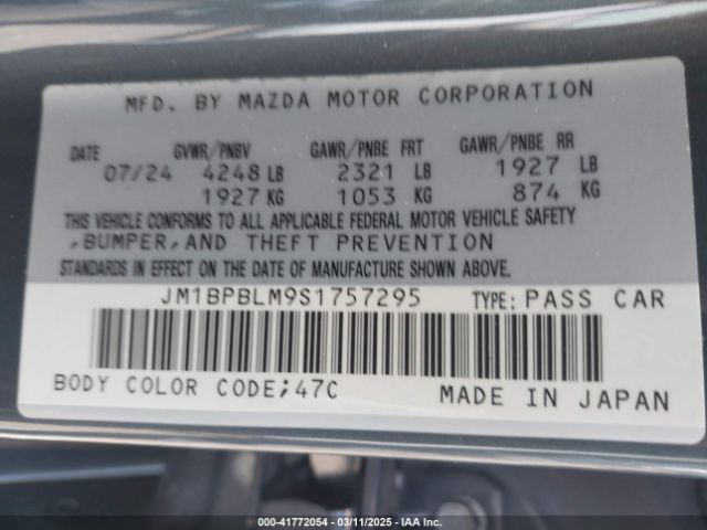 JM1BPBLM9S1757295 Mazda Mazda3 Hatchback 2.5 S Carbon Edition