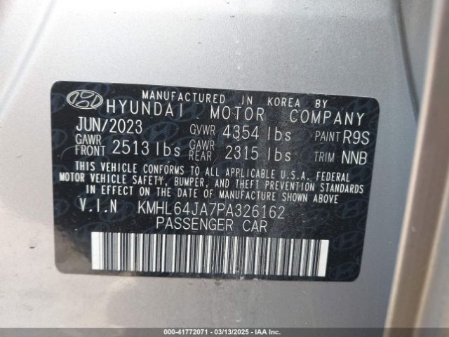 KMHL64JA7PA326162 Hyundai SONATA SEL