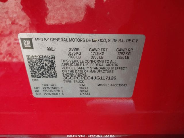 3GCPCPEC4JG117126 Chevrolet Silverado 1500 Custom