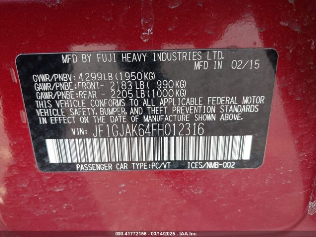 JF1GJAK64FH012316 Subaru Impreza 2.0i Premium