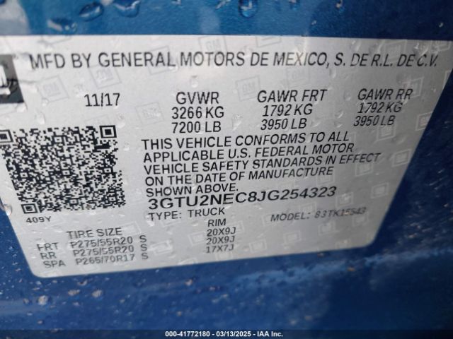 2018 GMC SIERRA 1500 3GTU2NEC8JG254323 Photo 8