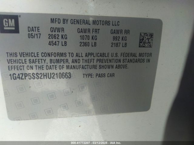 1G4ZP5SS2HU210663 Buick Lacrosse Essence