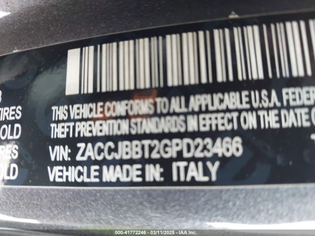 ZACCJBBT2GPD23466 Jeep Renegade Justice