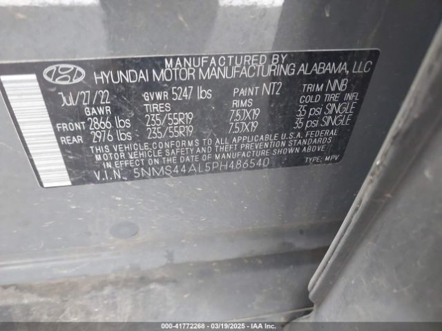 5NMS44AL5PH486540 Hyundai Santa Fe Limited