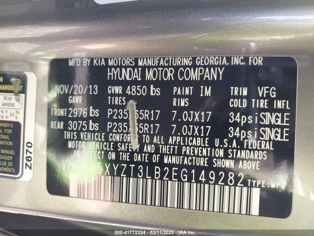 5XYZT3LB2EG149282 Hyundai Santa Fe Sport 2.4l