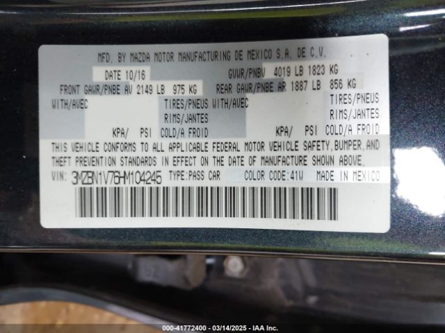3MZBN1V76HM104245 Mazda Mazda3 Touring