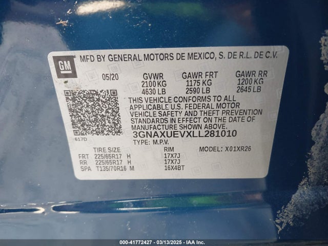 3GNAXUEVXLL281010 Chevrolet Equinox Awd Lt 1.5l Turbo