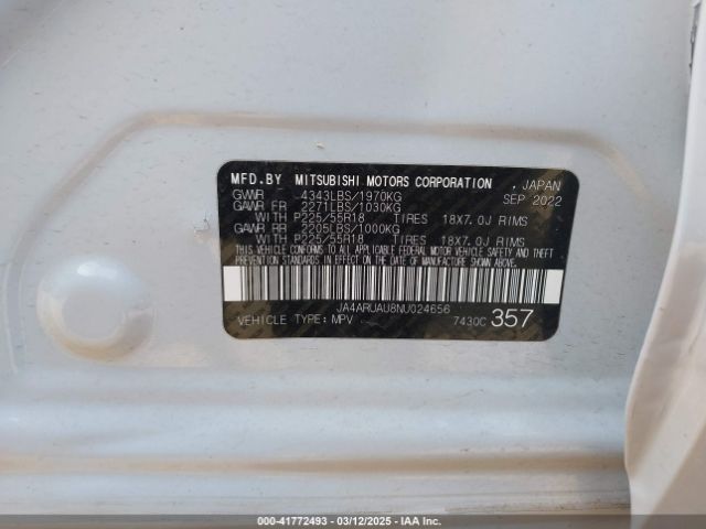 JA4ARUAU8NU024656 Mitsubishi Outlander Sport 2.0 Be Awc/2.0 Es Awc/2.0 Le Awc/2.0 Se Awc/2.0 Se Special Edition Awc