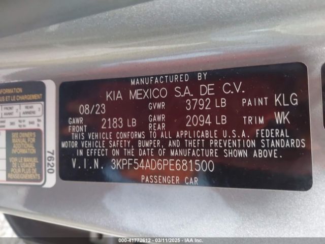 3KPF54AD6PE681500 KIA Forte Gt-line