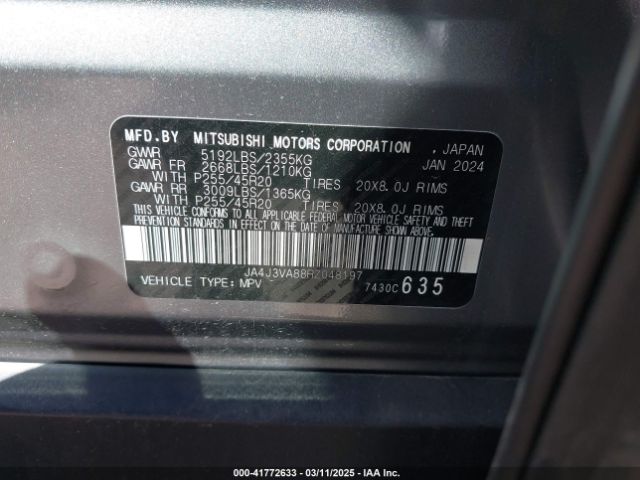 JA4J3VA88RZ048197 Mitsubishi Outlander Se