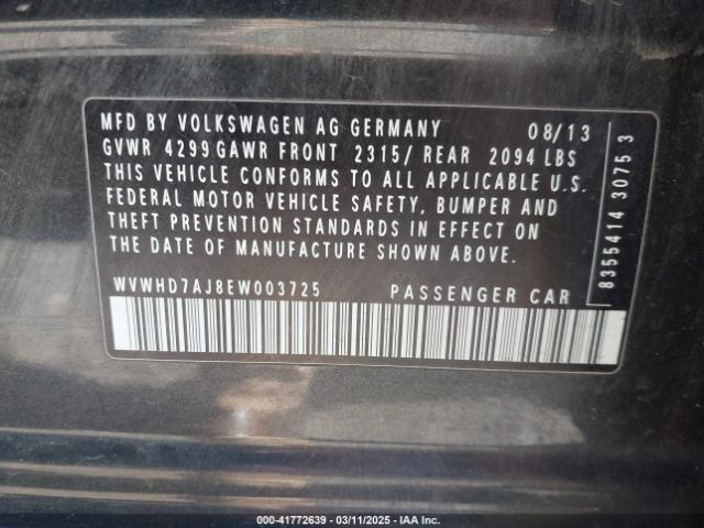WVWHD7AJ8EW003725 Volkswagen Gti Wolfsburg Edition