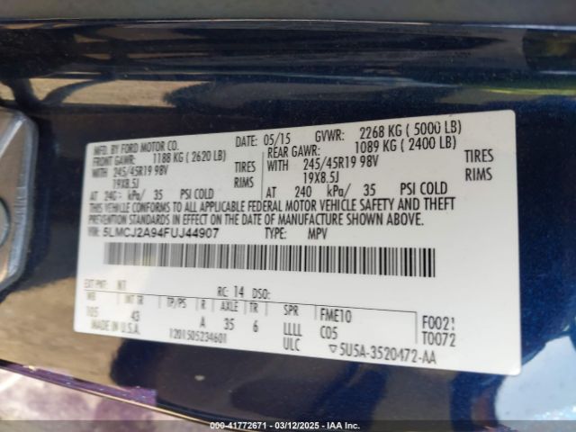 5LMCJ2A94FUJ44907 Lincoln MKC