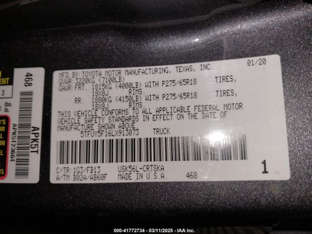 5TFUY5F16LX913073 Toyota Tundra Sr5
