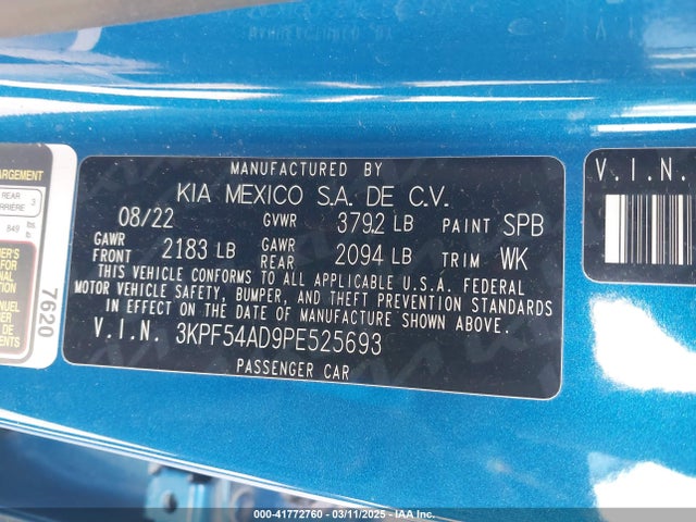 3KPF54AD9PE525693 KIA mpi nu