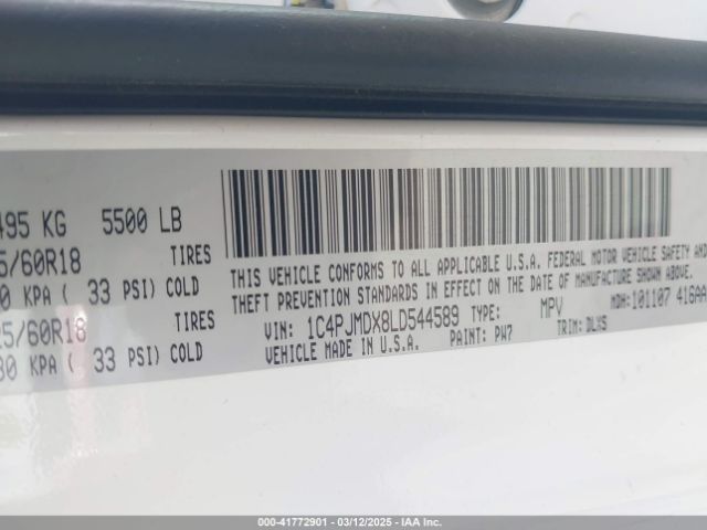 1C4PJMDX8LD544589 Jeep Cherokee Limited 4x4