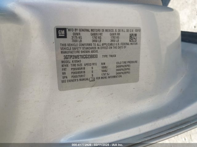 2012 GMC SIERRA 1500 3GTP2WE7XCG238830 Photo 8