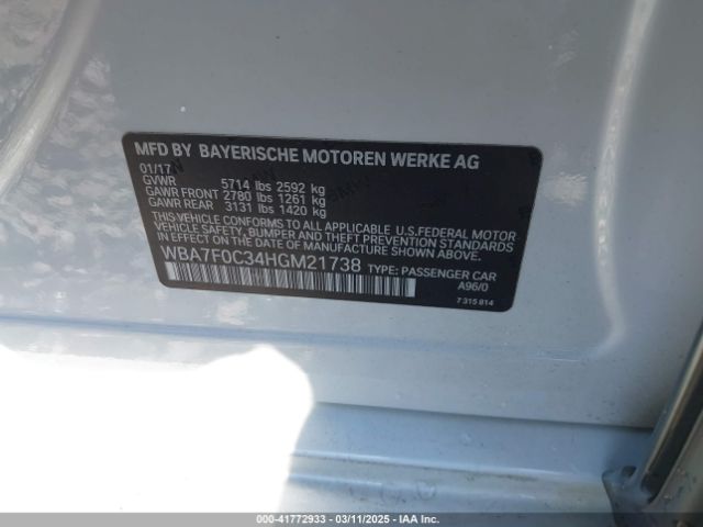 2017 BMW 750I WBA7F0C34HGM21738 Photo 8