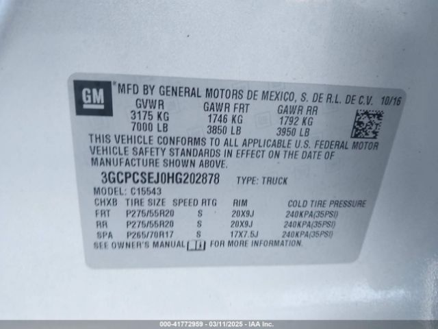3GCPCSEJ0HG202878 Chevrolet Silverado 1500 1lz