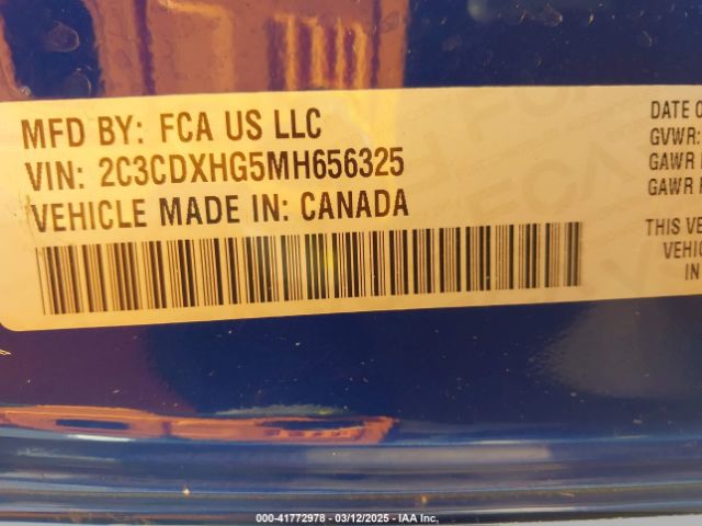 2C3CDXHG5MH656325 Dodge Charger Gt Rwd
