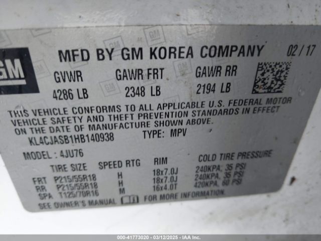 KL4CJASB1HB140938 Buick Encore Preferred