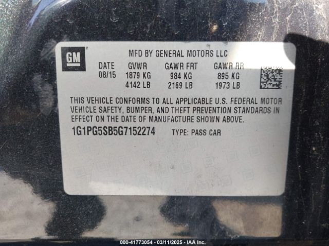 1G1PG5SB5G7152274 Chevrolet Cruze Limited Ltz Auto