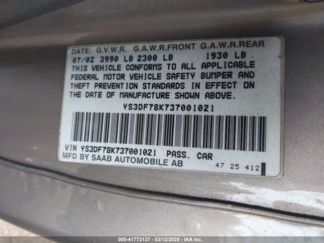 2003 SAAB 9-3 YS3DF78K737001021 Photo 8
