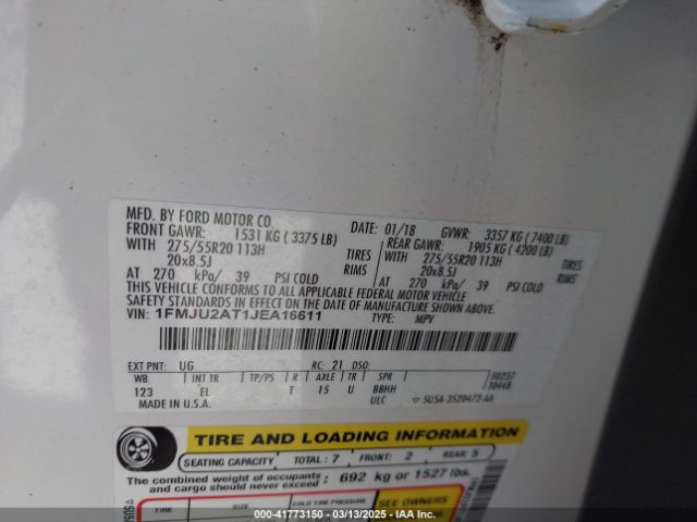 1FMJU2AT1JEA16611 Ford Expedition Limited