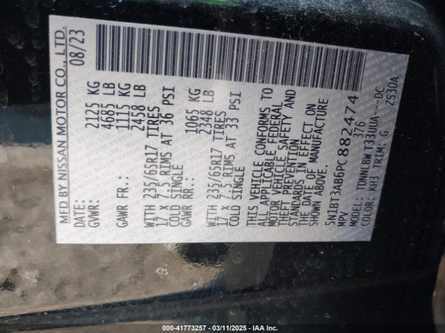 5N1BT3AB6PC882474 Nissan Rogue S Intelligent Awd