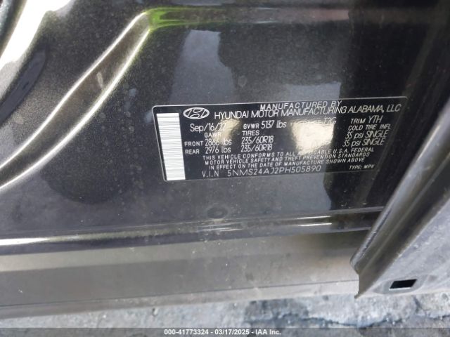5NMS24AJ2PH505890 Hyundai Santa Fe Sel