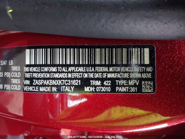 ZASPAKBNXK7C31621 Alfa Romeo Stelvio Ti Sport Awd