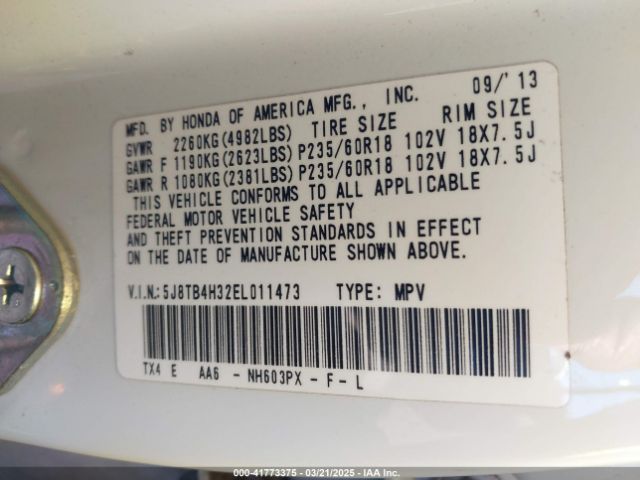 5J8TB4H32EL011473 Acura RDX