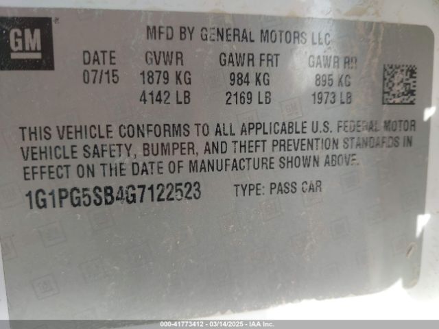 1G1PG5SB4G7122523 Chevrolet Cruze Limited Ltz Auto